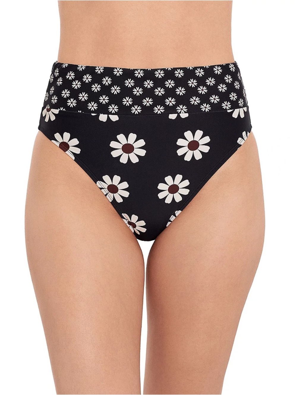 Salt + Cove Black Daisy High-Waist Bikini Bottom